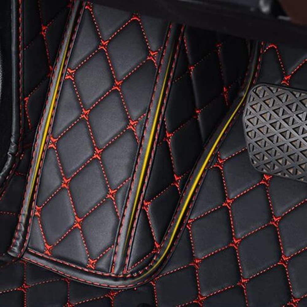 Custom All-Weather Protection Luxury Leather Floor Mats for Cars SUVs Trucks According Anti-Slip Leather Floor mats (Black Gold)