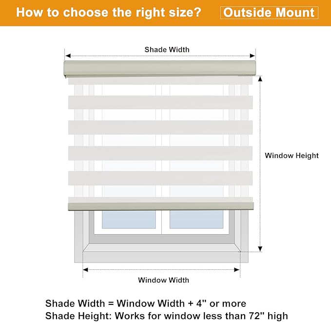Persilux Cordless Zebra Blinds for Windows (36" W X 72" H, Cream) Free-Stop Windows Shades Dual Layer Light Control for Day and Night, Light Filtering Sheer Shades for Home, Easy to Install