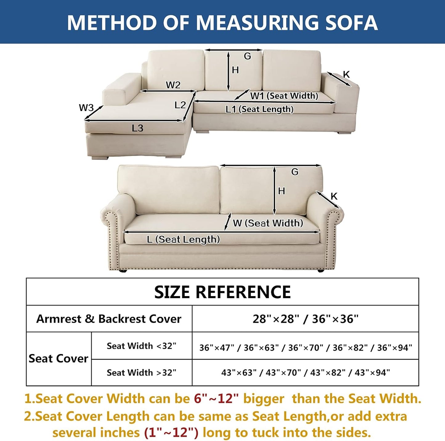 Eismodra Couch Cover,Sectional Couch Covers,Sofa Covers for 3 Cushion Couch,Anti-Slip Sofa Slipcovers for Dogs Cats Kids Loveseat Recliner L Shaped Armrest Backrest,Blue 43''x82''(Only 1 Piece)