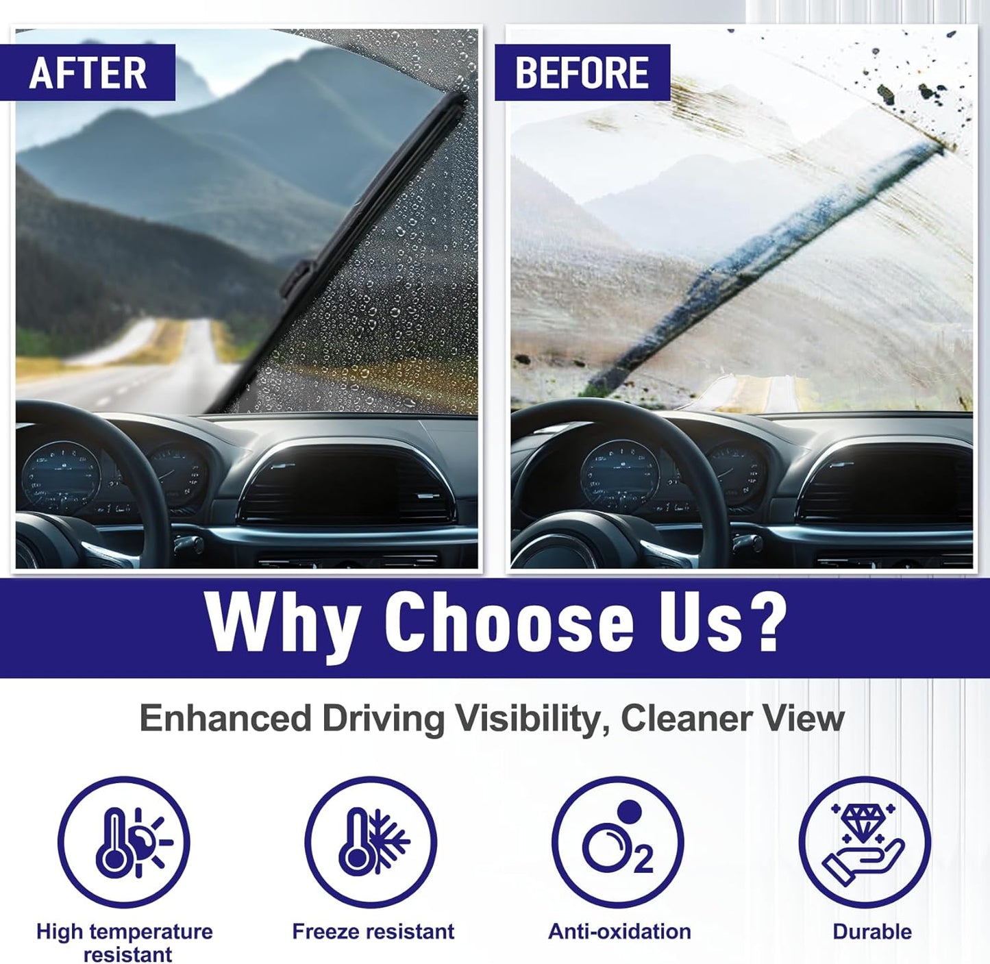 AJK Wiper Blades for Lincoln MKS 2009-2016, for Toyota Avalon 2005-2012, for Ford Taurus 2011-2018, 2 Piece All Weather OEM Quality Automotive Replacement Windshield Wiper Blades for My Car