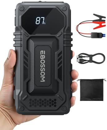 Car Battery Jump Starter,12000mAh Battery Jump Box,44.4Wh Vehicle Jump Booster with Smart Jumper Cables,LED Light Emergency Car Kits for Vehicles,Arrancador Ae Batería