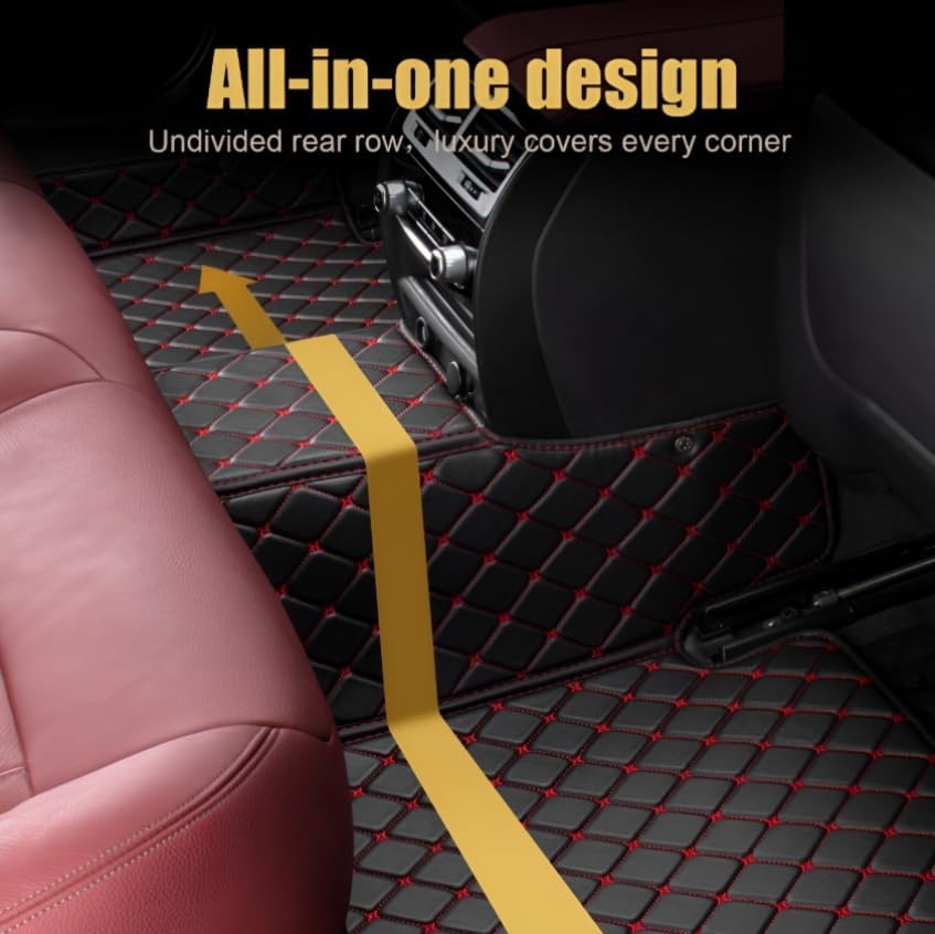 Add Personal Touch to Your Vehicle with IMEISH Customizable Logo Text Car Mats for 99% of vehiclesPads Protection Non-Slip Leather Floor Liners (Edge Brown Medium Black Beige)