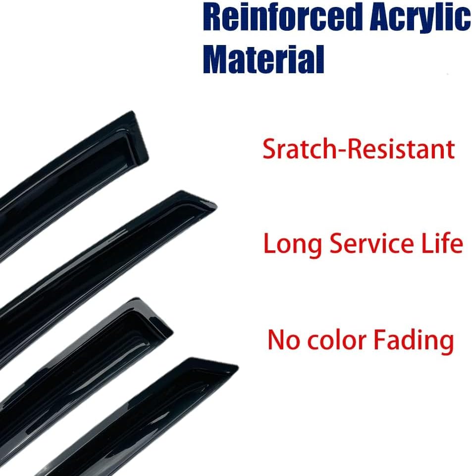 94531 Side Window Visors Wind Vent Deflector,4pcs Outside Mount Tape-On Dark Smoke Nice Sun Rain Guards Set for 2015-2020 Cadillac Escalade/Chevy Tahoe/GMC Yukon