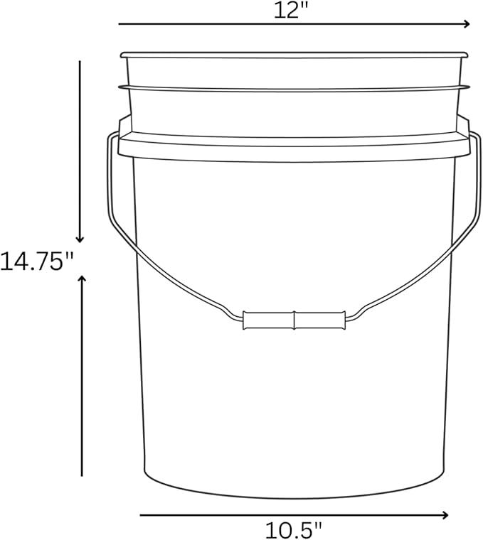 House Naturals 5 Gallon Premium HPDE Plastic Bucket - Made in USA Food Grade Storage Container, BPA Free All Purpose Pail (4, Red)