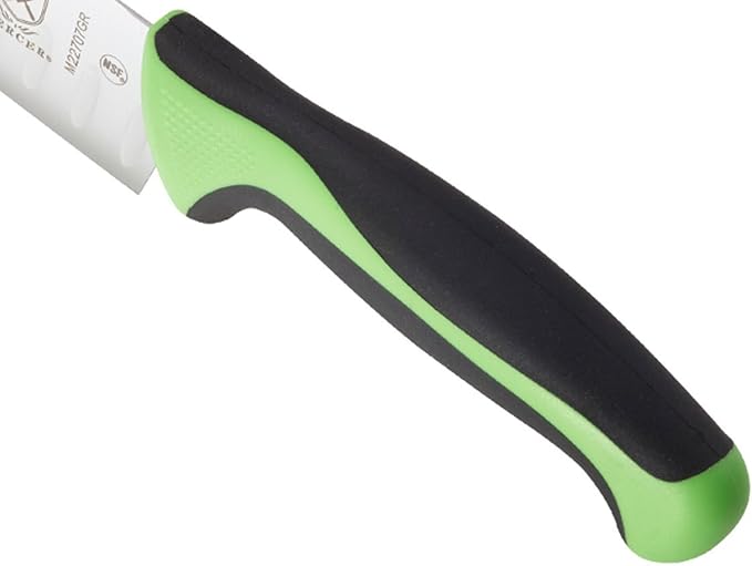 Mercer Culinary Millennia Colors 7-Inch Granton Edge Santoku Knife, Green