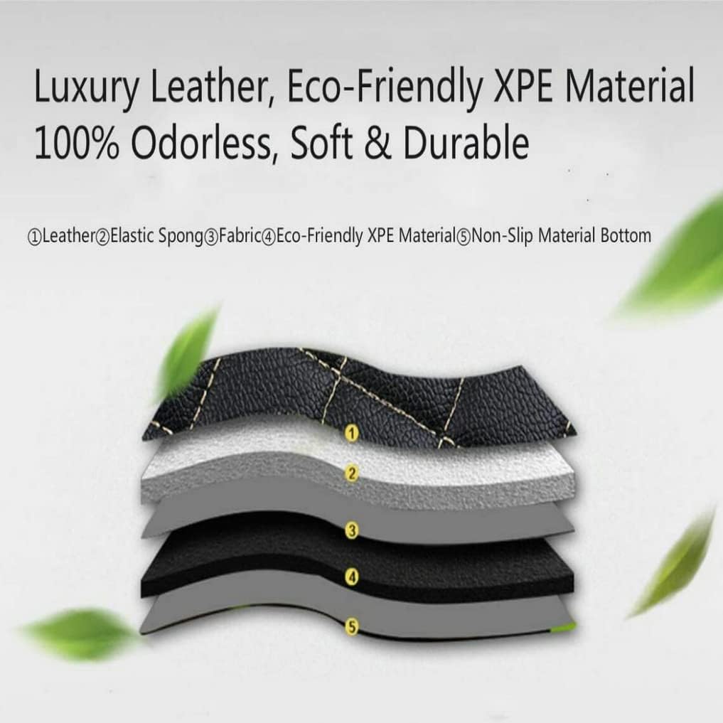Custom All-Weather Protection Leather Car Floor Mats for Cars Sedan SUV Sports Car Waterproof Floor Mat (Black Gold)