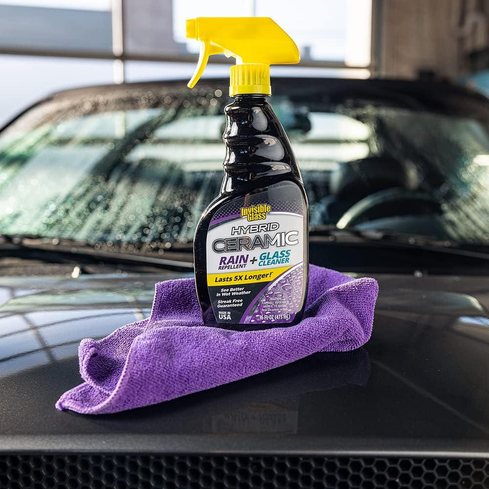 Invisible Glass 92183-2PK Hybrid Ceramic Rain Repellent and Glass Cleaner Cleans and Protects Car Windows and Windshields with Long-Lasting Water-Repellent Si02 Technology, 16 Fl Oz, Pack of 2