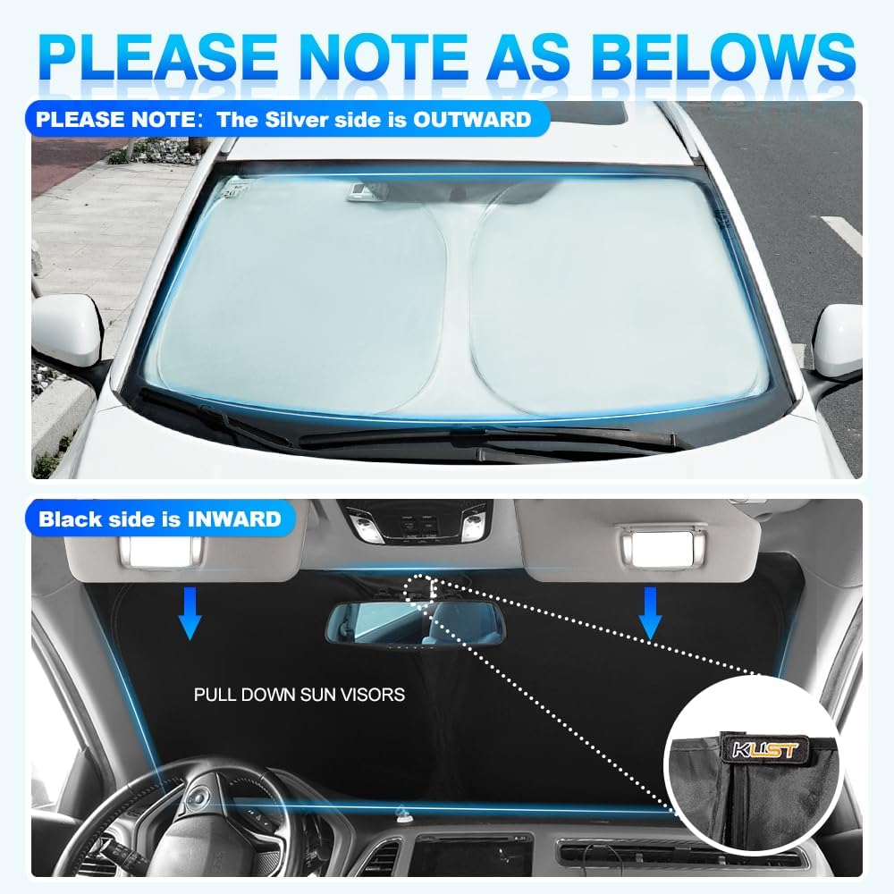 KUST Windshield Sun Shade for 2017-2024 Nissan Armada Accessories Custom Fit Sunshade Window Sun Visor Protector Foldable Blocks UV Rays Keep Your Car Cooler