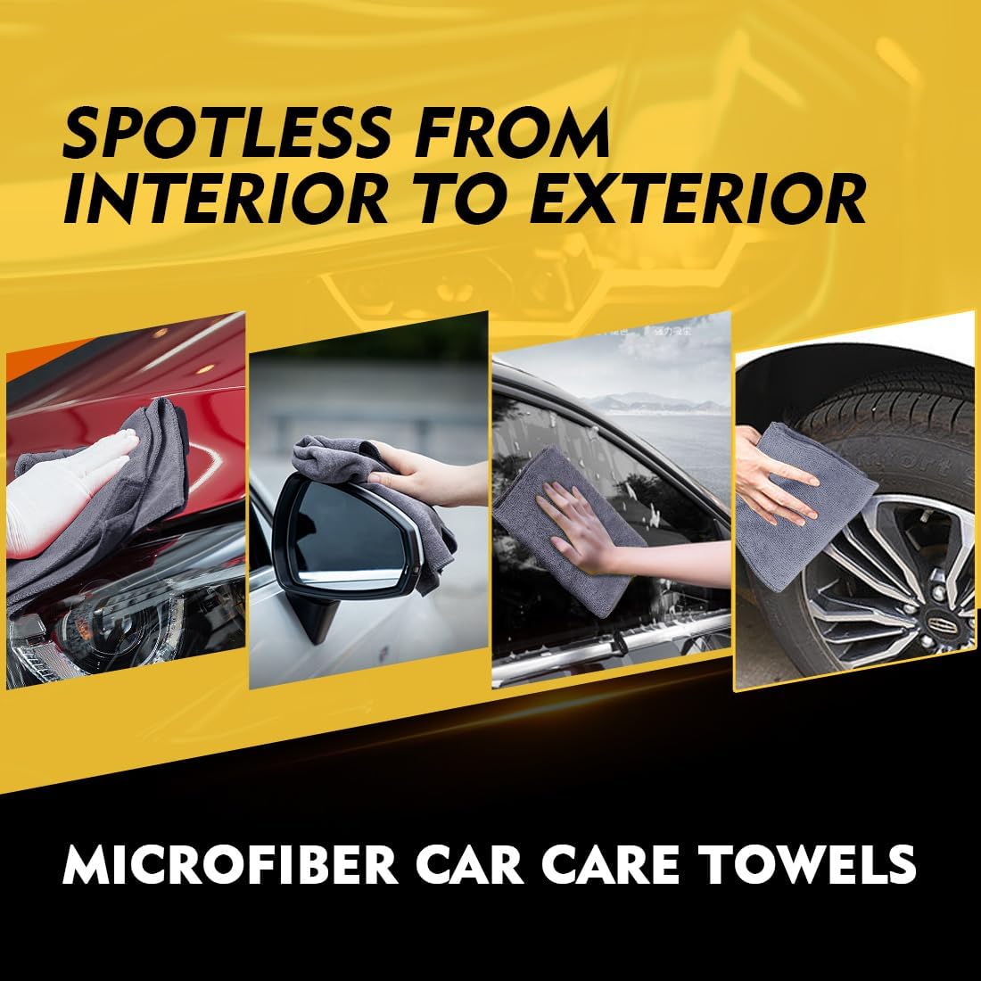 HOMEXCEL Microfiber Cleaning Cloths 12 Pack, Premium 16 x 16 inch Microfiber Towel for Cars, Ultra Absorbent Car Washing Cloth, Lint Free Streak Free Wash Cloths for Car, Kitchen, and Window, Grey