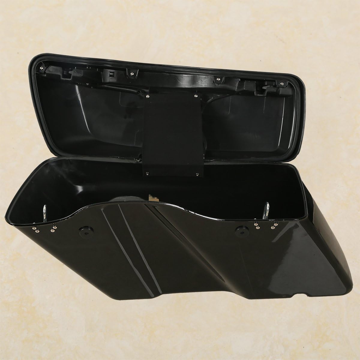 XFMT Vivid Black Motorcycle Saddlebags Hard Saddle Bags W/Black Latches & Conversion Bracket For Harley Softail Heritage Deluxe 1984-2017