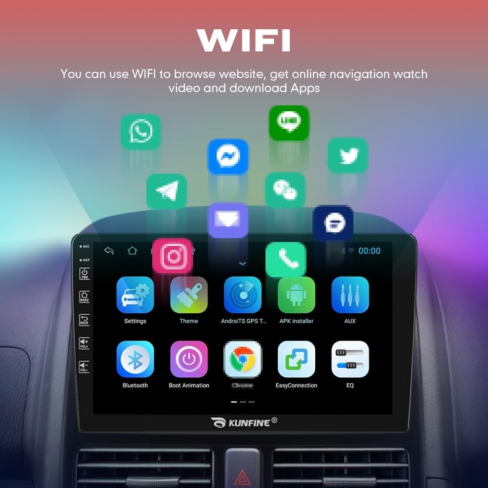 Kunfine Car CarPlay Android Auto Navigation Stereo GPS Radio Reverse Camera Display 9" IPS Touchscreen Headunit Tablet Pad Media Player For Peugeot 301 2013-2022, if Applicable Quad Core 2G+64G Silver