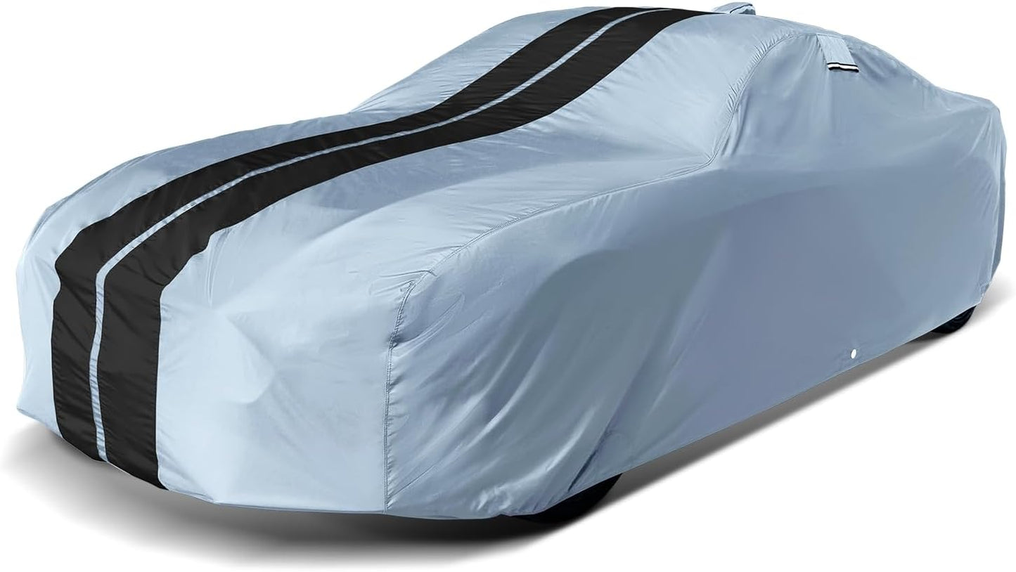 iCarCover Custom Car Cover for Chevy Brookwood (1958-1972) Waterproof All Weather Rain Snow UV Sun Protector Full Exterior Indoor Outdoor Car Cover (Stripe - Gray/Black)