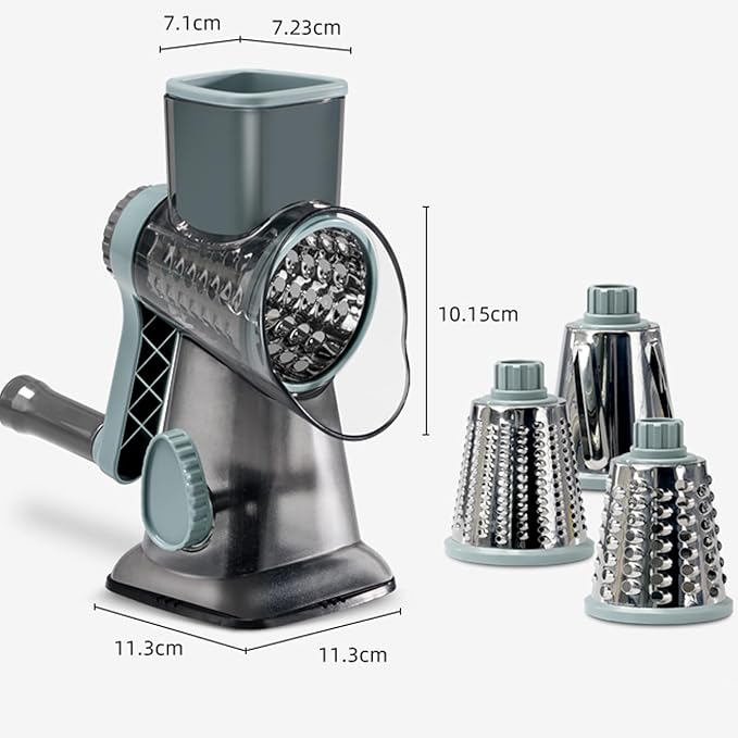 Cheese Grater with Handle, Multifunctional Manual Rotary Cheese Grater - Cheese Shredder Easily Chop Carrots, Potatoes, Vegetables and Fruits and Easy to Clean(blue)