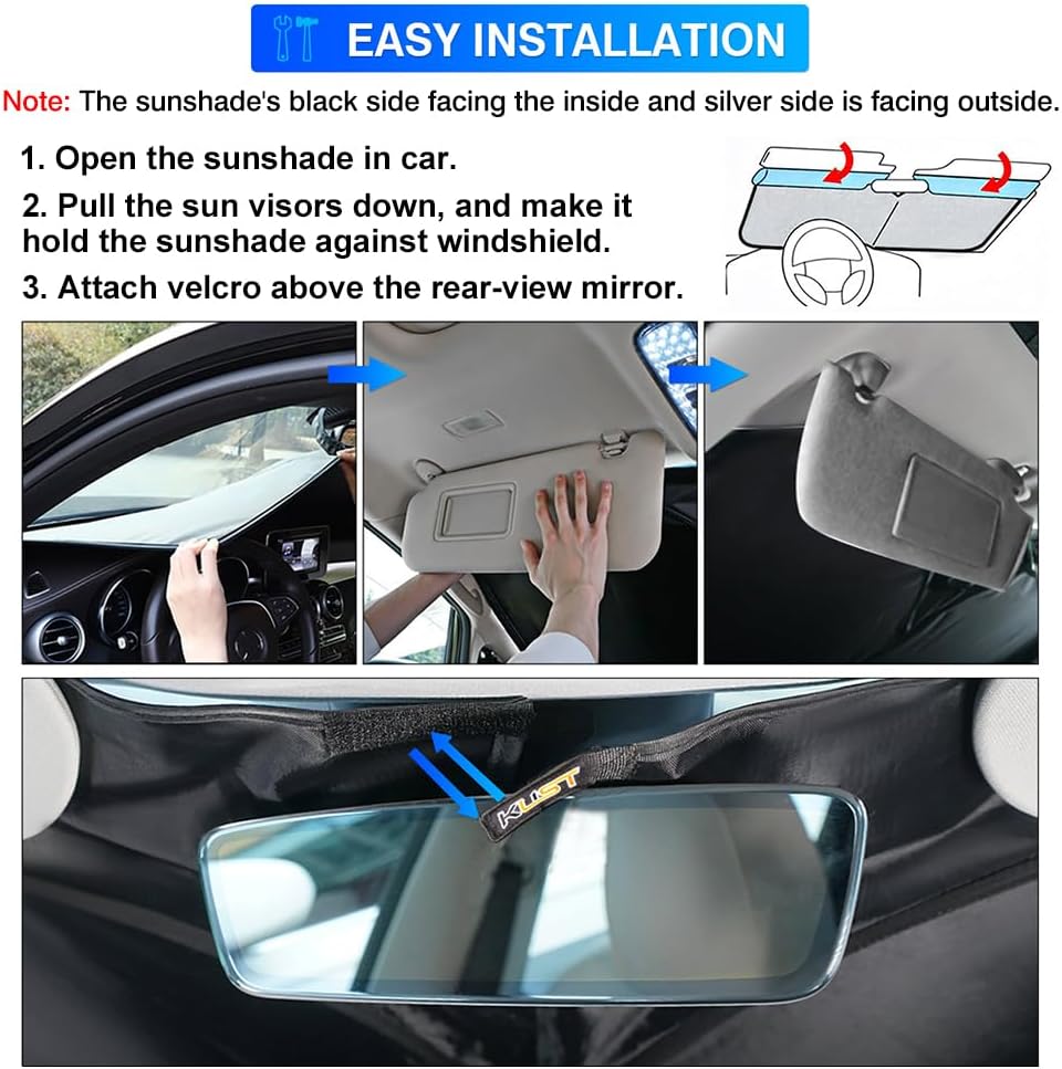 KUST Windshield Sun Shade for Genesis GV70 Accessories 2022-2025 2026 Sunshade Window Sun Visor Protector Foldable Blocks UV Rays Keep Your Car Cooler