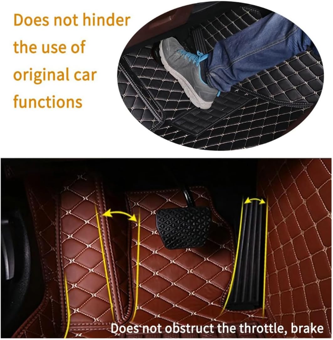 Custom Personalized Floor Mats for Cars，Luxury Full Coverage All Car Floor Mats，Anti-Slip Leather Car Mat Set ，Custom Floor Mats for 99% of Cars, Trucks & SUVs. (Blue and Brown)