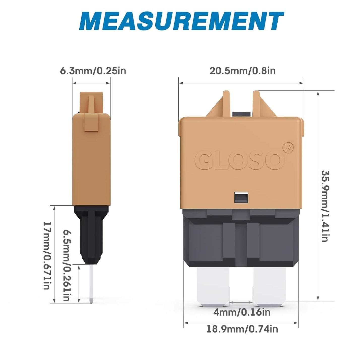 GLOSO Circuit Breaker Fuse E39 (T3) Manual Reset for Car Truck RV Automotive Marine Boat Trolling motor & Custom Wiring Audio battery protection/Low Profile ATC/ATO (15A - 5 Pack)