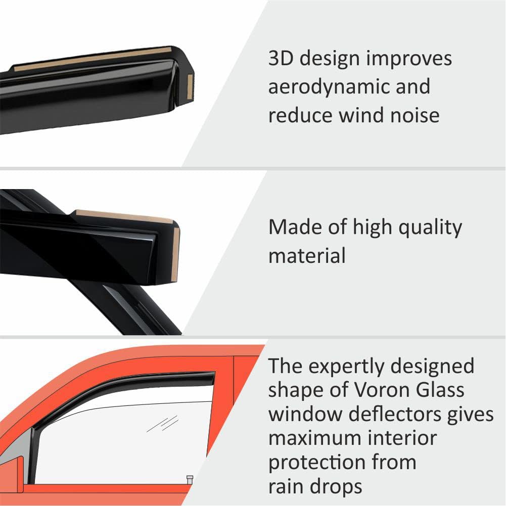 Voron Glass in-Channel Extra Durable Rain Guards for Lexus RX 350, 450H 2016-2022, Window Deflectors, Vent Window Visors, 4 Pieces - 200563
