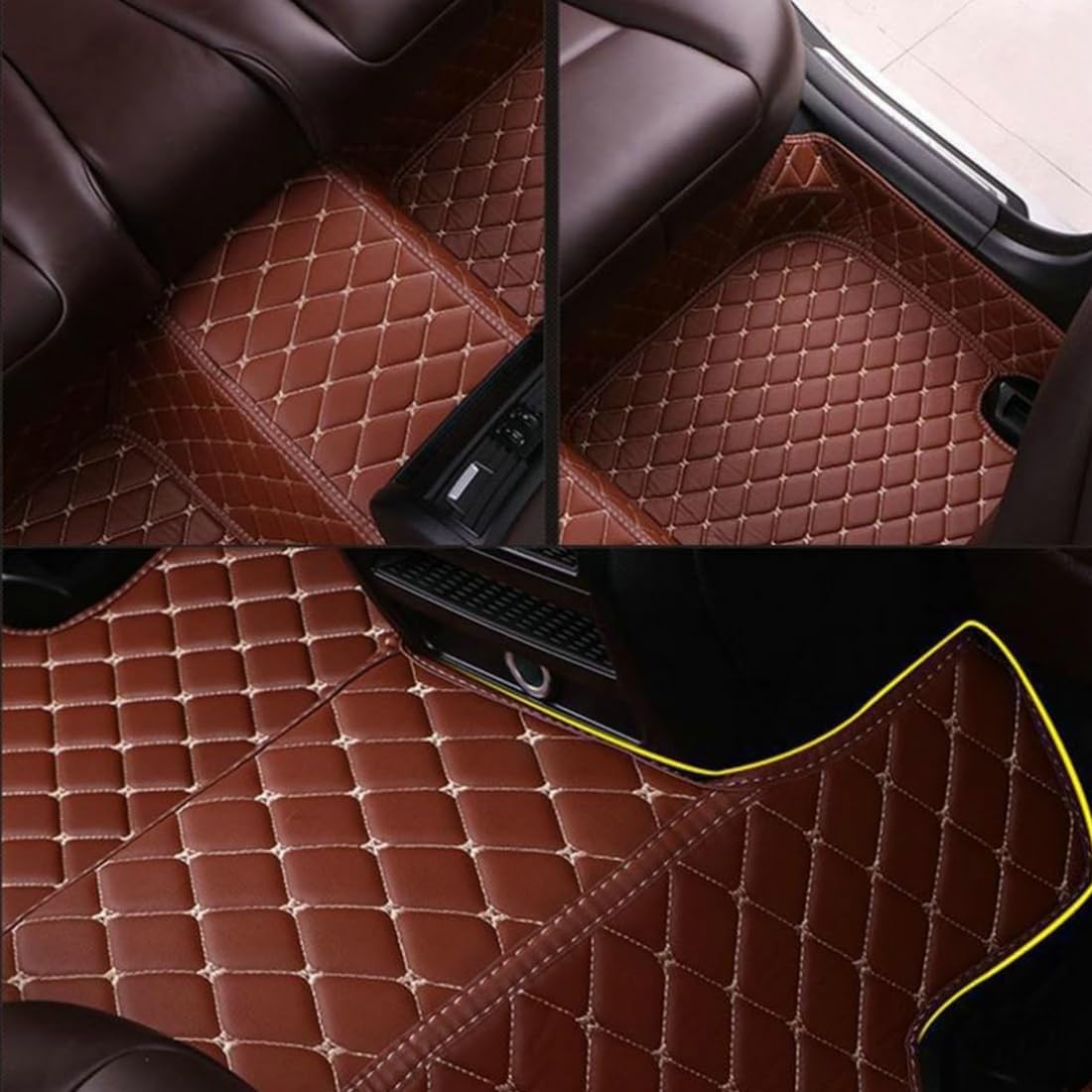 Custom Personalized Floor Mats for Cars，Luxury Full Coverage All Car Floor Mats，Anti-Slip Leather Car Mat Set ，Custom Floor Mats for 99% of Cars, Trucks & SUVs. (Grey)