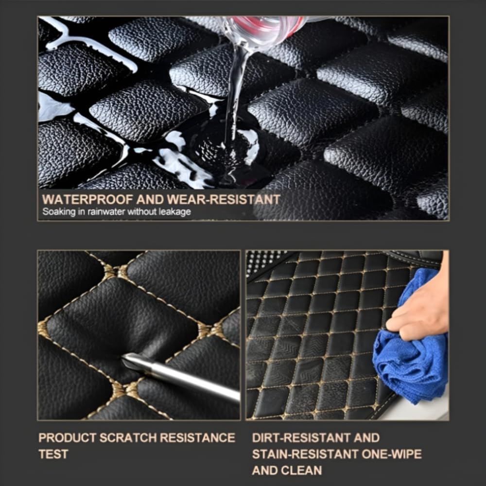 Add Personal Touch to Your Vehicle with IMEISH Customizable Logo Text Car Mats for 99% of vehiclesPads Protection Non-Slip Leather Floor Liners (Brown Stripe)