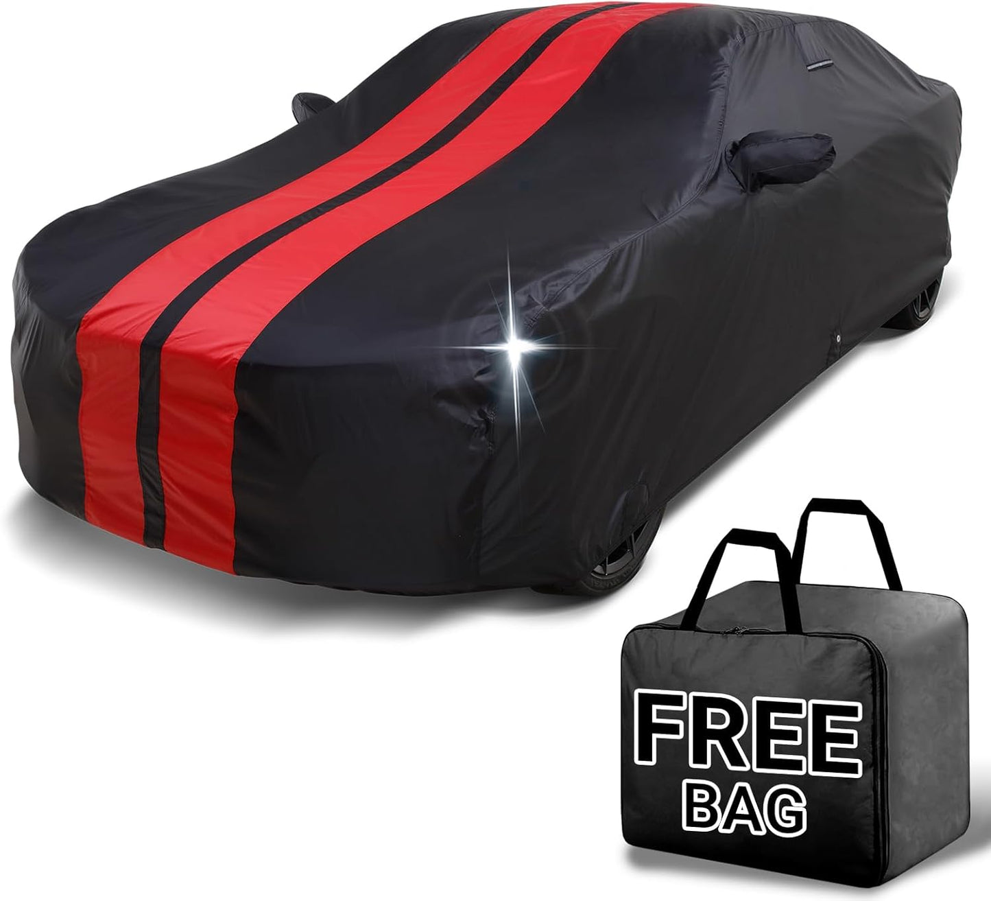 iCarCover Custom Car Cover for Buick Electra (1985-1990) Waterproof All-Weather Rain Snow UV Sun Protector Full Exterior Indoor Outdoor Car Cover (Stripe - Black/Red)