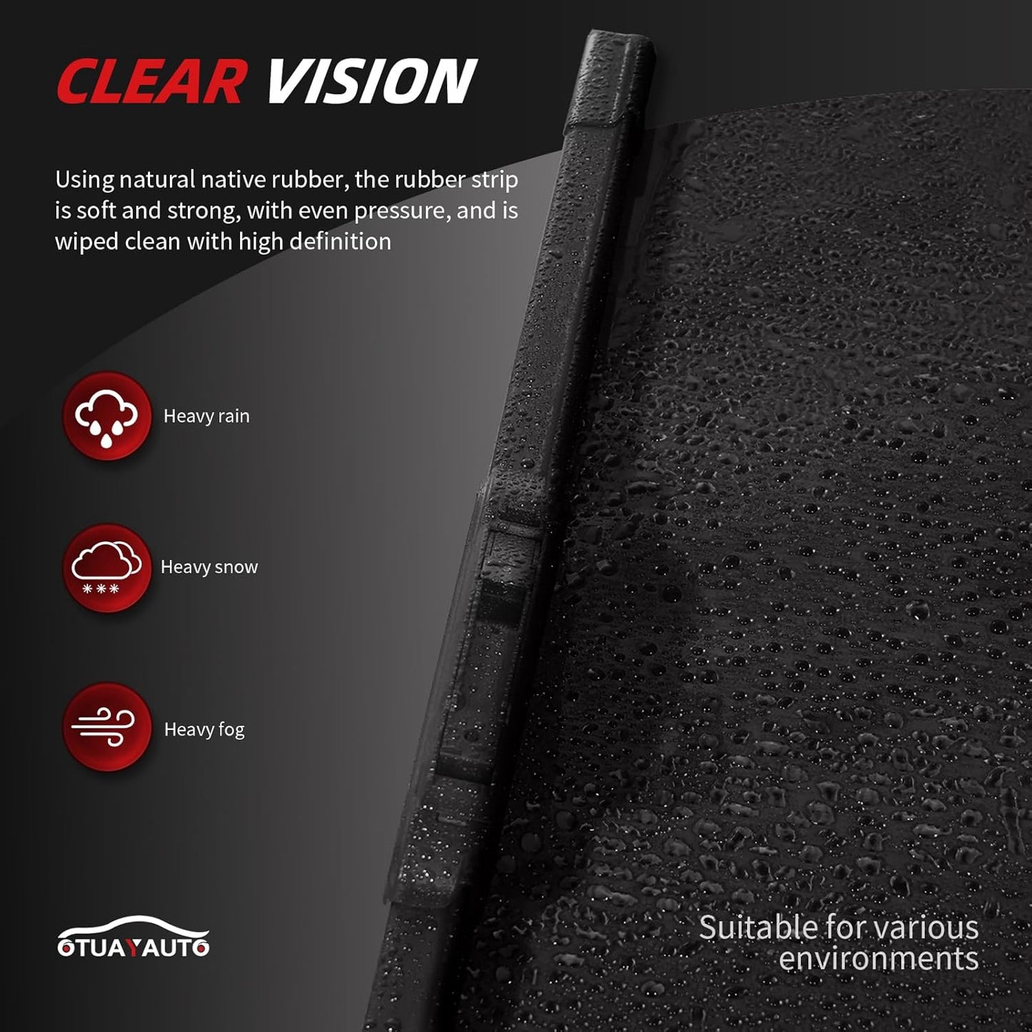 OTUAYAUTO Premium Windshield Wiper Blades - Replacement for Hyundai Kona 2018-2023 - Precision Fit, All-Weather Performance, Front and Rear Wiper Blades, J/U Hook - 26"+16"+11" (Pack of 3)