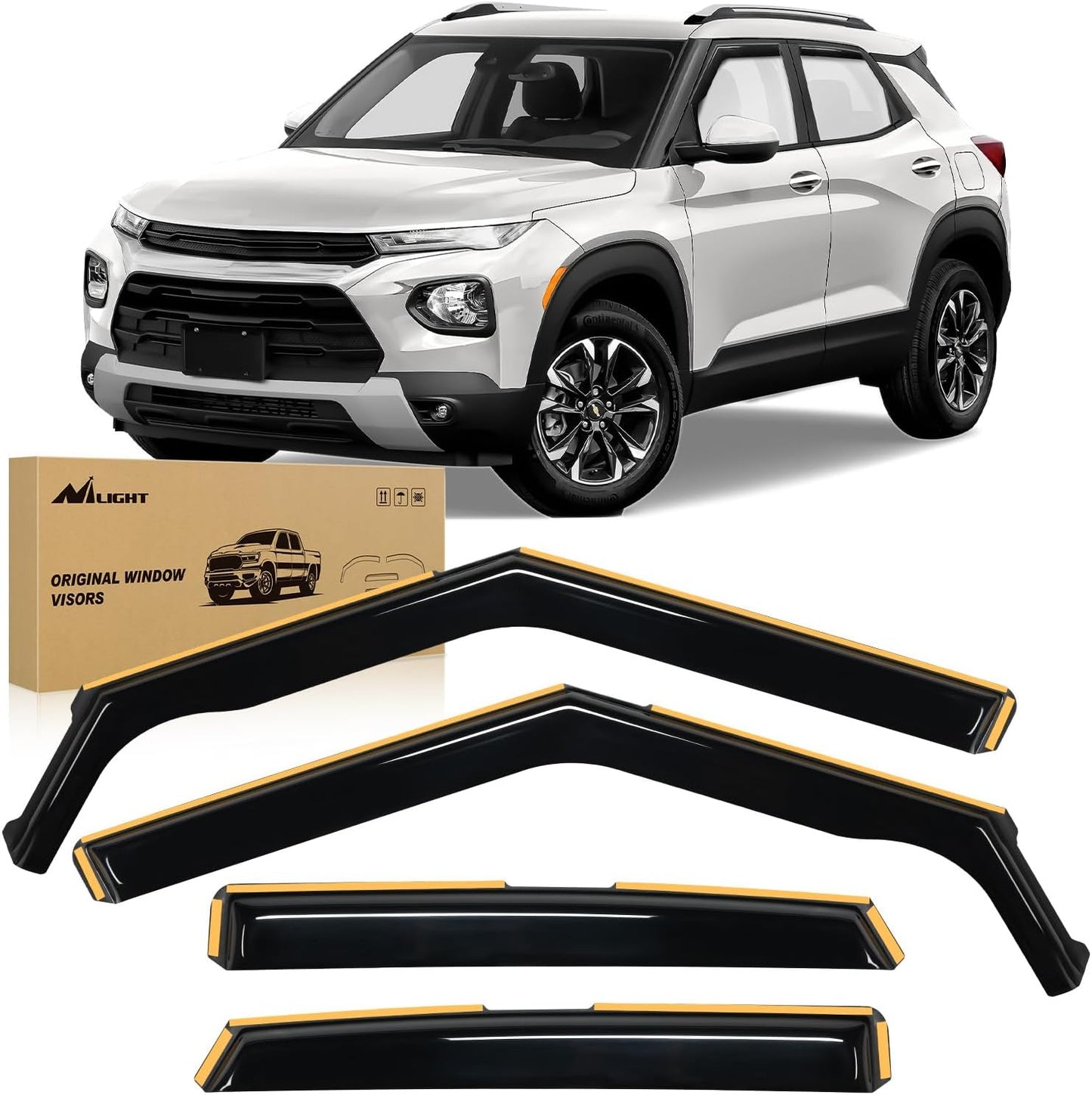 Nilight Durable in Channel Rain Guards for Chevrolet/Chevy Trailblazer 2021 2022 2023 2025 Window Deflectors,Vent Window Visors-4pcs