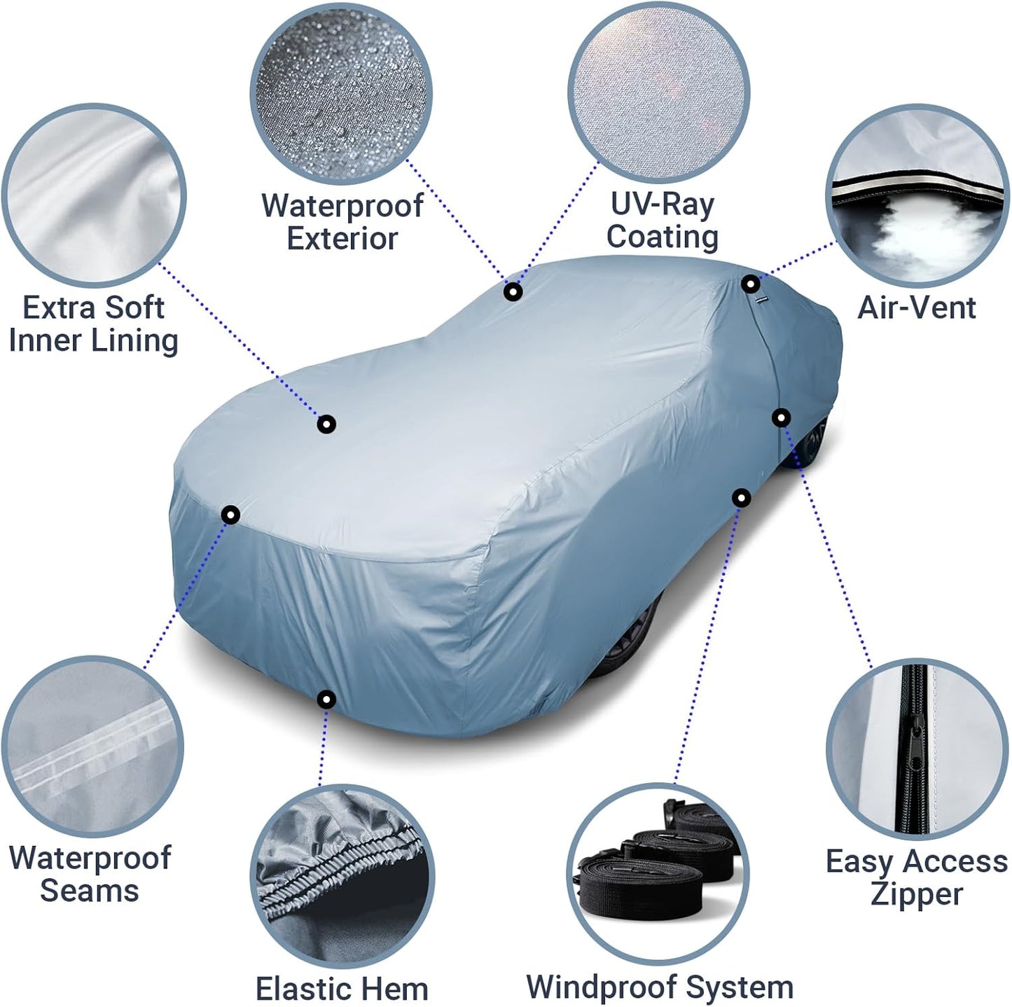 iCarCover Premium Car Cover for 1977-1985 Chevy Impala Wagon Heavy Duty Waterproof All-Weather Automobiles Custom Fit Indoor Outdoor UV Snow Protection Covers with Straps and Bag