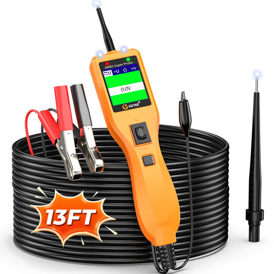 KZYEE KM05 Power Circuit Probe Tester – 12V/24V Automotive Electrical Tester for AC/DC Voltage, Continuity, Resistance, Diode, Relay Test, Component Activation & Shorts Detection, Current Probe Kit