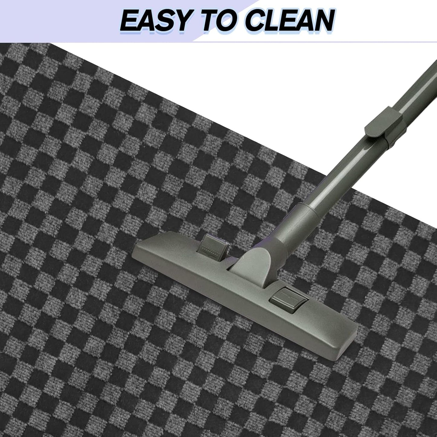 Custom Size Backed Non-Slip Area Rugs Runner, Easy Clean, Waterproof Runner Rugs for Hallway Entryway, Kitchen, Laundry, 2FT x 3FT, Gray Checkered