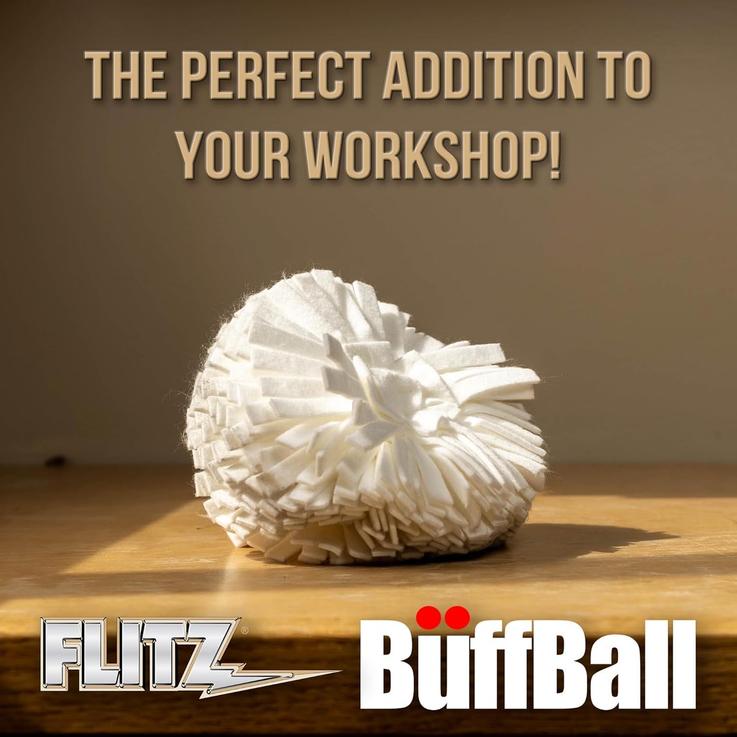 Flitz Buff Ball w/ 1.76oz Metal Polish Paste - 7in Drill Buffer Polisher Attachment for Any 3/8in Drill - Self-Cooling, Washable Polishing Ball to Buff, Shine, & Protect All Metals, Plastics (1 Pack)