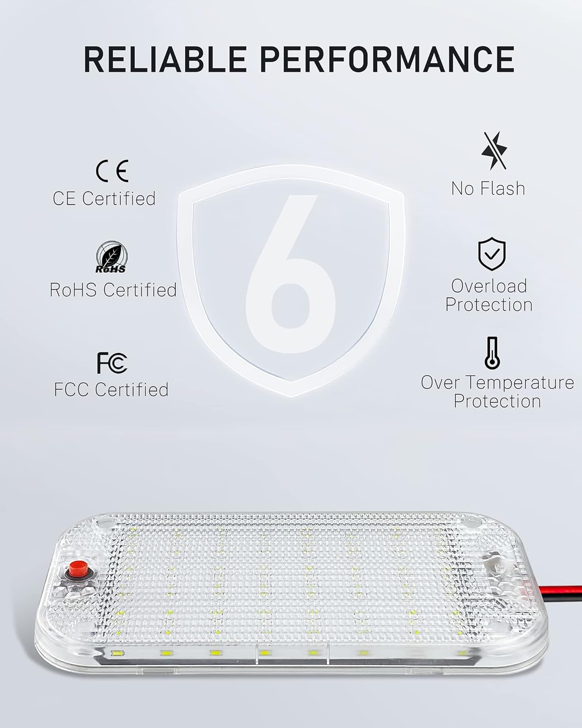 Dome Light for RV Interior, 48LED 800LM Ultra Bright 12 Volt LED White Lights, RV Ceiling Light with Switch Control, Ideal for Car Van Truck Camper Lorry Motorhome Boat(4 Pack)