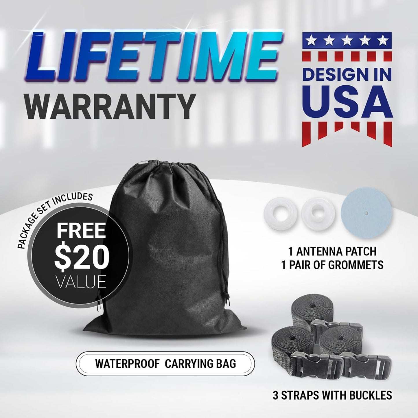 iCarCover Custom Car Cover for Chevy Corvette C1, C2 (1958-1967) Waterproof All Weather Rain Snow UV Sun Protector Full Exterior Indoor Outdoor Car Cover (Stripe - Gray/Black)