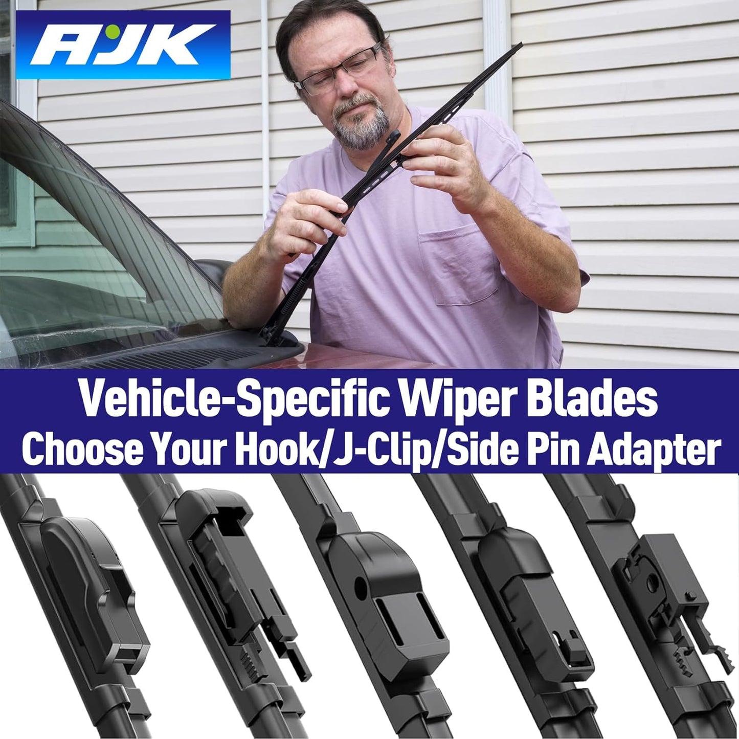 AJK Wiper Blades for Chevrolet Colorado 2015 2016 2017 2018, 2 Piece All Weather OEM Quality Automotive Replacement Windshield Wiper Blades for My Car
