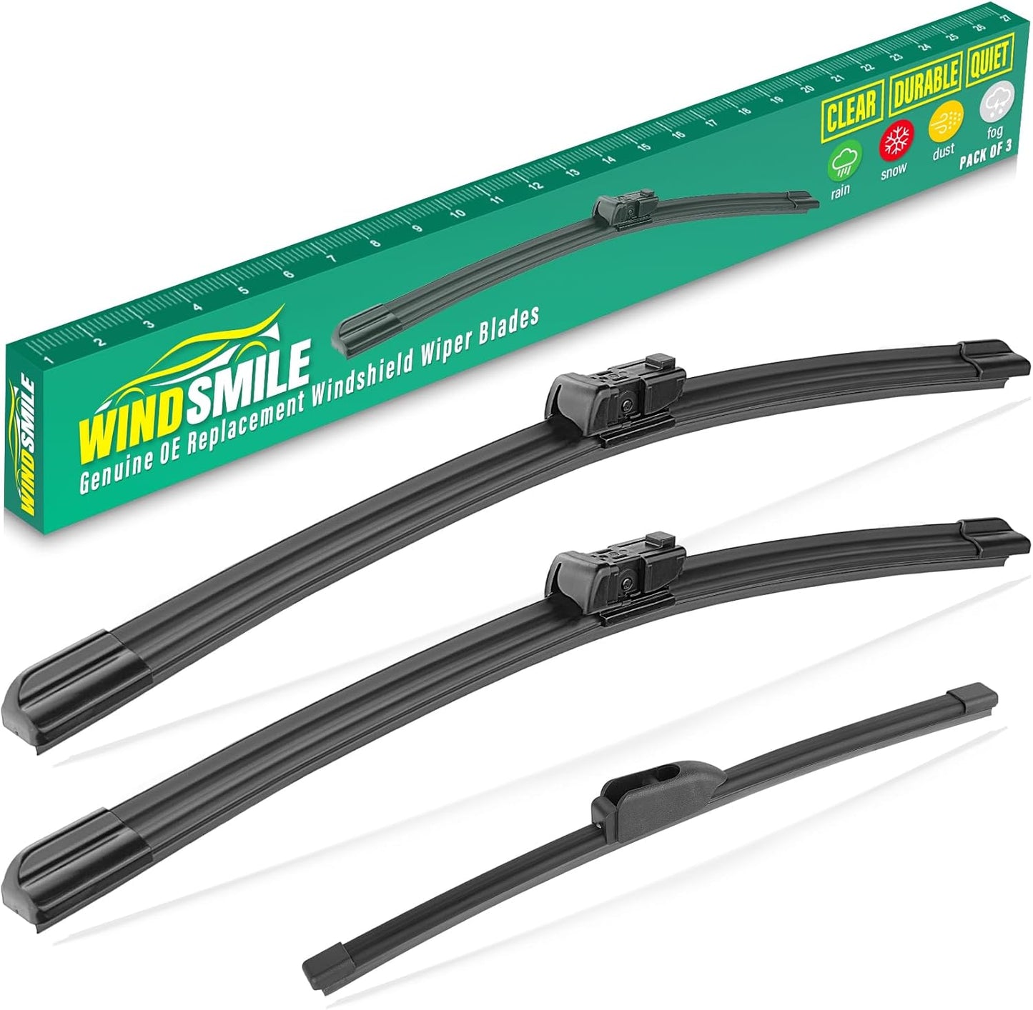 26" 19" 12" Windshield Wiper Blades Replacement for Jaguar F-Pace Fpace 2017 2018 2019 2020 2021 2022 2023 2024 Premium All Weather Front Rear Wipers Set - OEM Quality (Pack of 3)