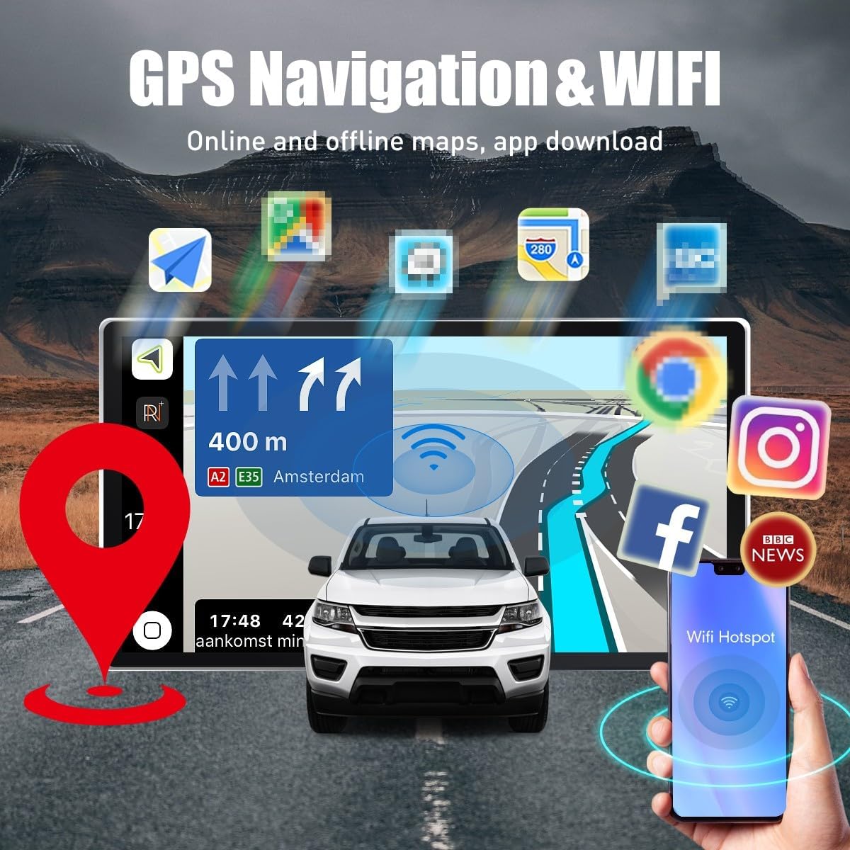 Kunfine Tesla Style Car CarPlay Android Auto Navigation Stereo GPS Radio Reverse Camera 9.7" IPS Touchscreen Headunit Tablet Media Player For Peugeot 301 13-22 if Applicable Octa Core 6G+128G Advanced