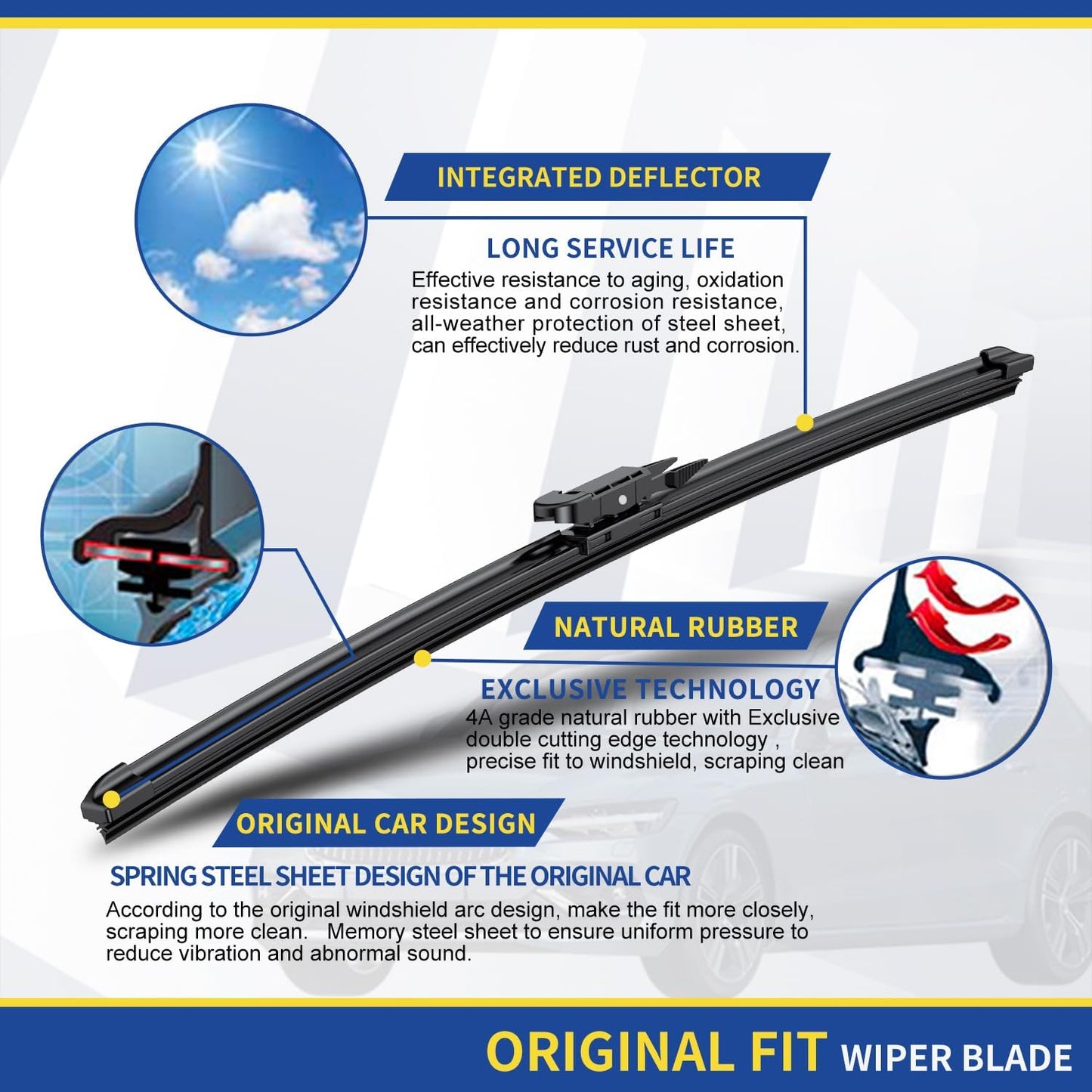 3 wipers Replacement For Chevrolet Aveo Sonic Holden Barina 2012-2017 Original Equipment Windshield Wiper Blades Set - 26"+15" +11" (Set of 3)