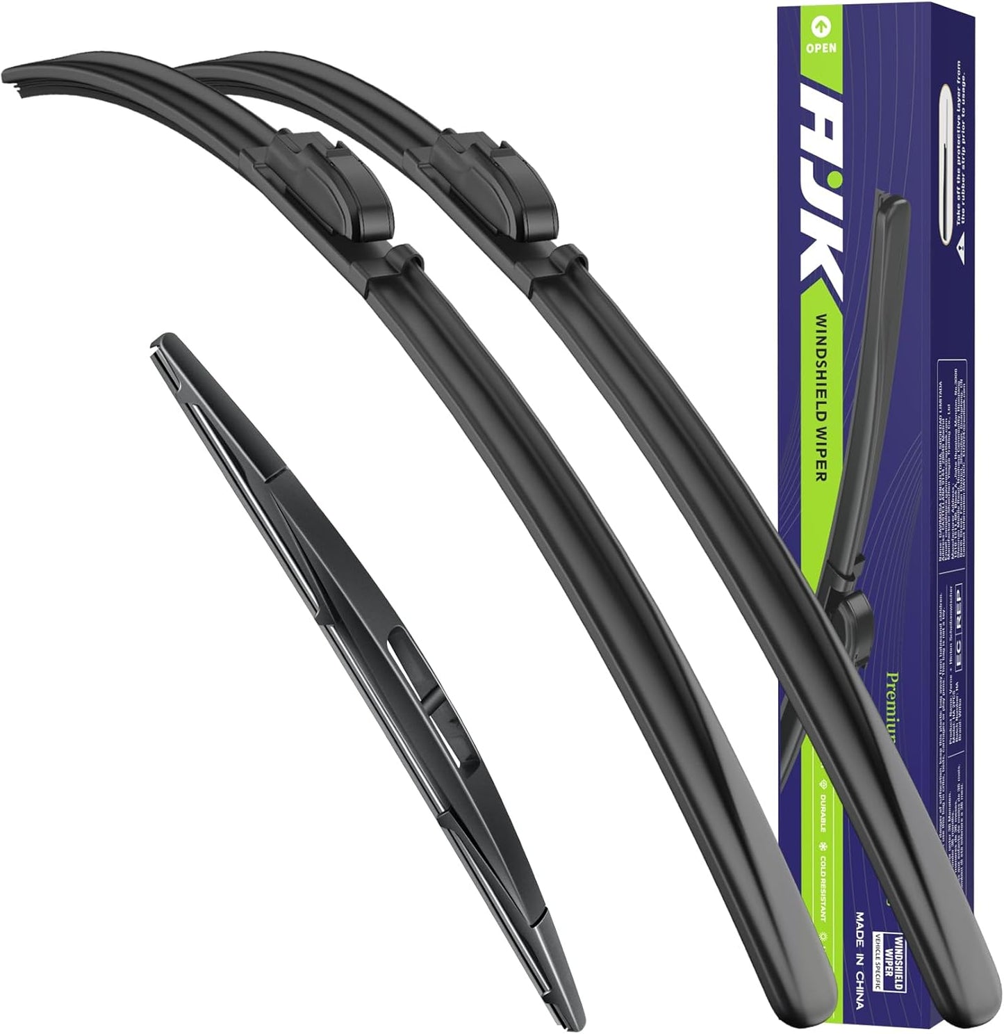 AJK Wiper Blades for Jeep Grand Cherokee 2022 2023 2024, 3 Piece All Weather OEM Quality Automotive Replacement Windshield Wiper Blades for My Car