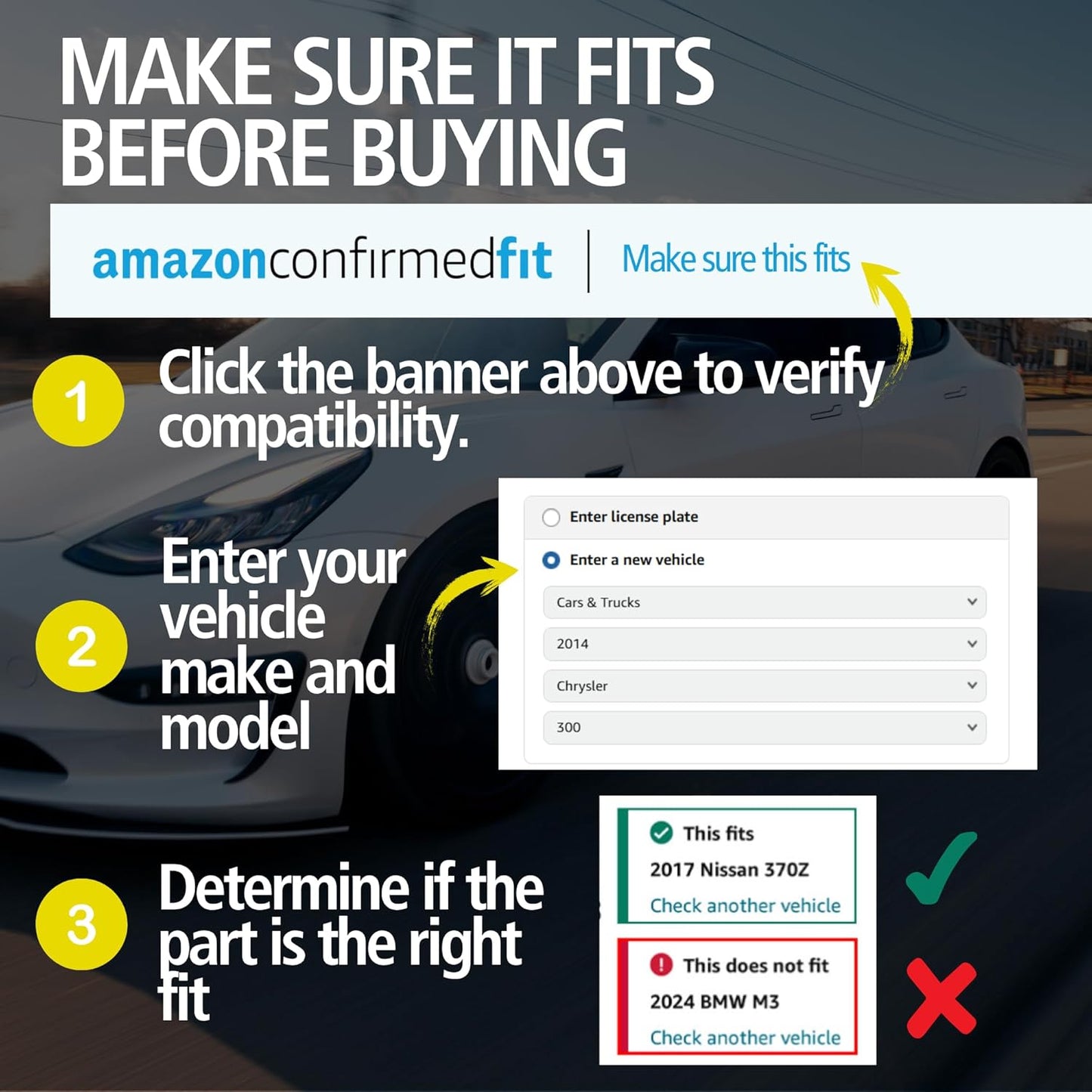Premium Semi-Metallic Rear Brake Pads (1001-1060M) Compatible with Mini Cooper 2002-2008