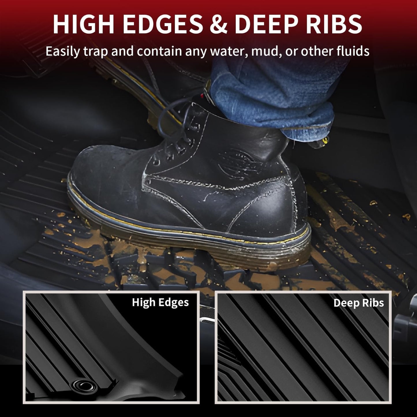 LASFIT Floor Mats for Toyota 4Runner 2013-2024 (Fit 7 Seats&5 Seats) & for Lexus GX460 2014-2023, All Weather TPE Custom Fit Floor Liner for 4 Runner 5th gen Front & Rear 2 Row Car Mats, Black