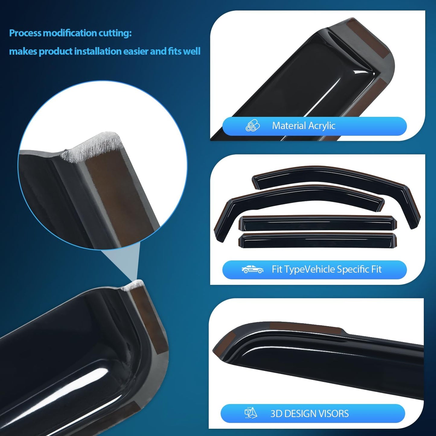 Nilight in Channel Rain Guards for Grand Caravan 2008-2023, Chrysler Town Country 2008 2009 2010 2011 2012 2013 2014 2015 2016, Volkswagen Routan 2009-2012 Window Deflectors, Vent Window Visors-4PCS