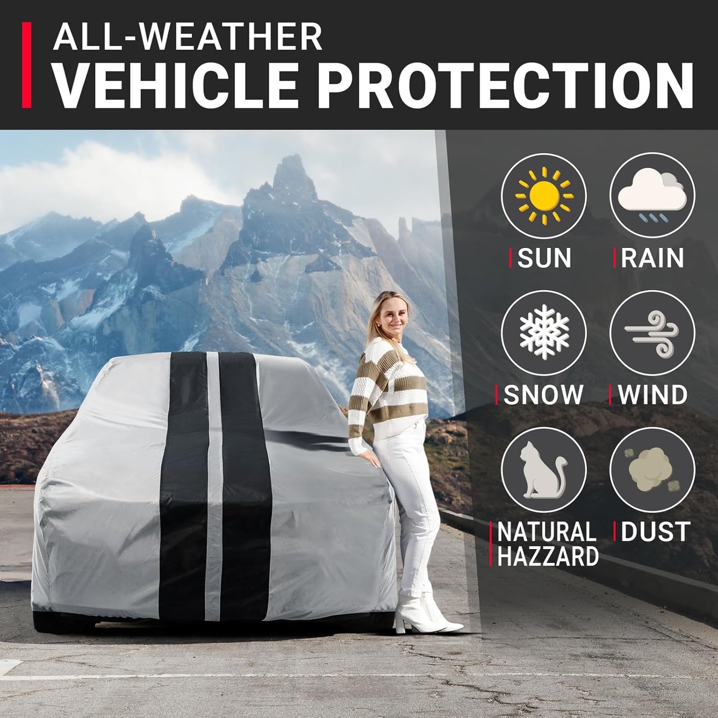 iCarCover Custom Car Cover for Chevy Corvette C1 (1953-1957) Waterproof All Weather Rain Snow UV Sun Protector Full Exterior Indoor Outdoor Car Cover (Stripe - Gray/Black)