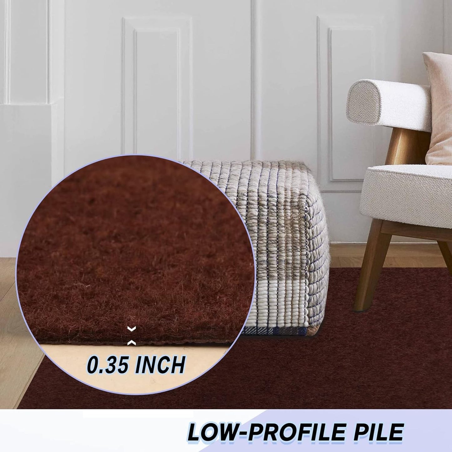 Custom Size Backed Non-Slip Area Rugs Runner, Easy Clean, Waterproof Runner Rugs for Hallway Entryway, Kitchen, Laundry, 4FT x 77FT, Brown
