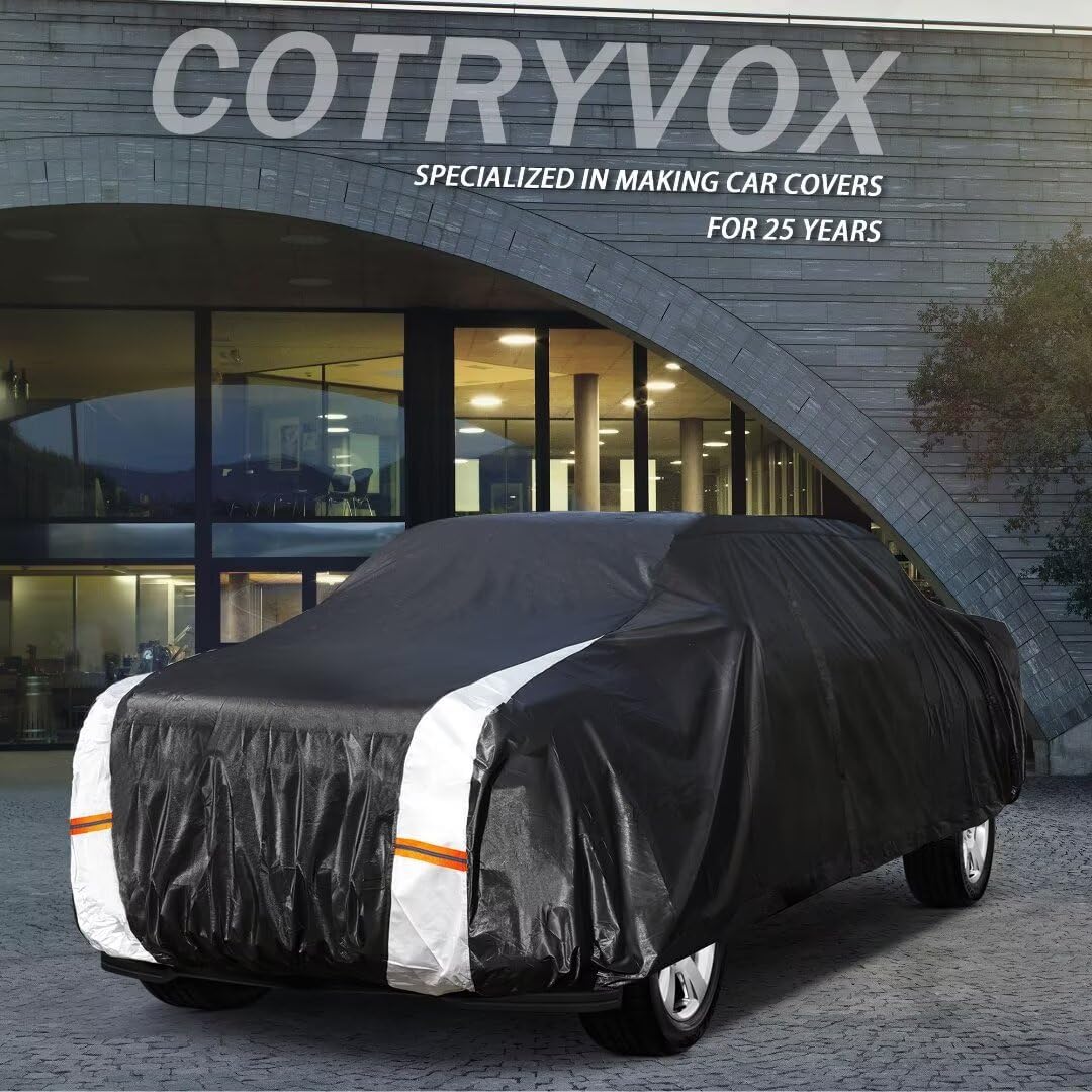 C10 Truck Cover Custom Fit 1960-2002 Standard/Extended/Crew Cab SB (6.5'-6.6') with Door Zipper, 12 Layers Outdoor Pickup Truck Cover Waterproof All Weather, for Wind Dust Rain UV Protector.