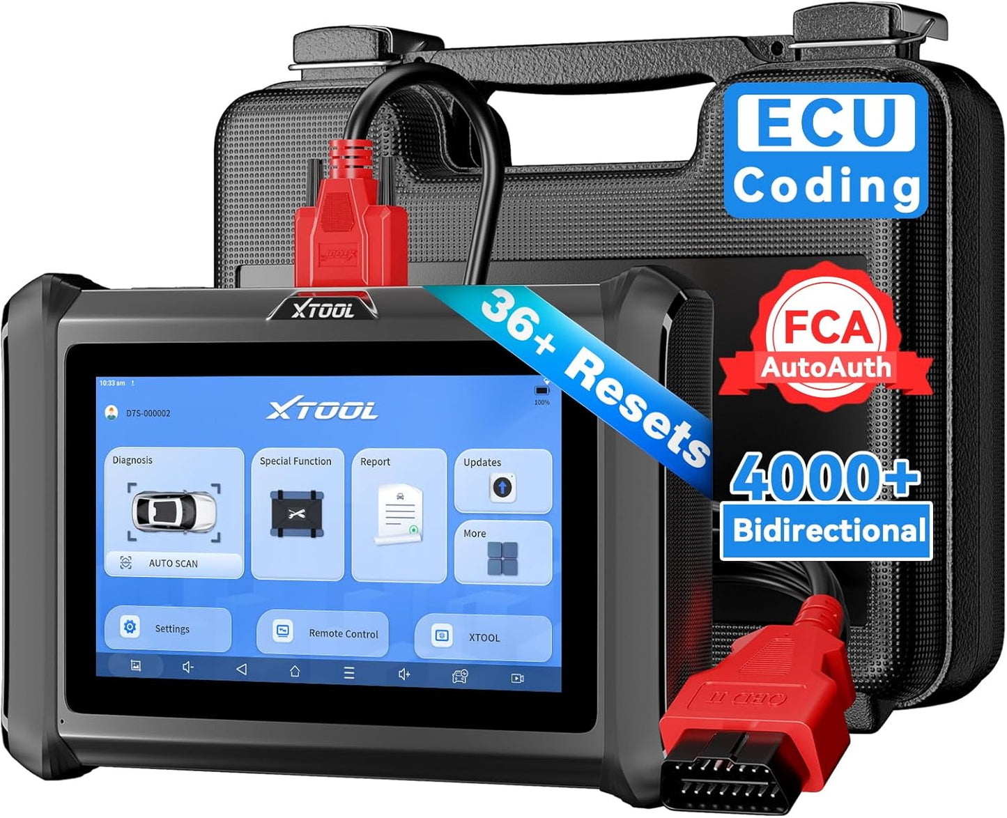 XTOOL D7S Bidirectional Scan Tool, 2025 OBD2 Scanner Diagnostic Tool with FCA AutoAuth, All System Car Scanner, 39+ Resets, ECU Coding, PMI, Upgrade of D7, Crankshaft Relearn, CAN FD/DoIP, 3-Yr Update