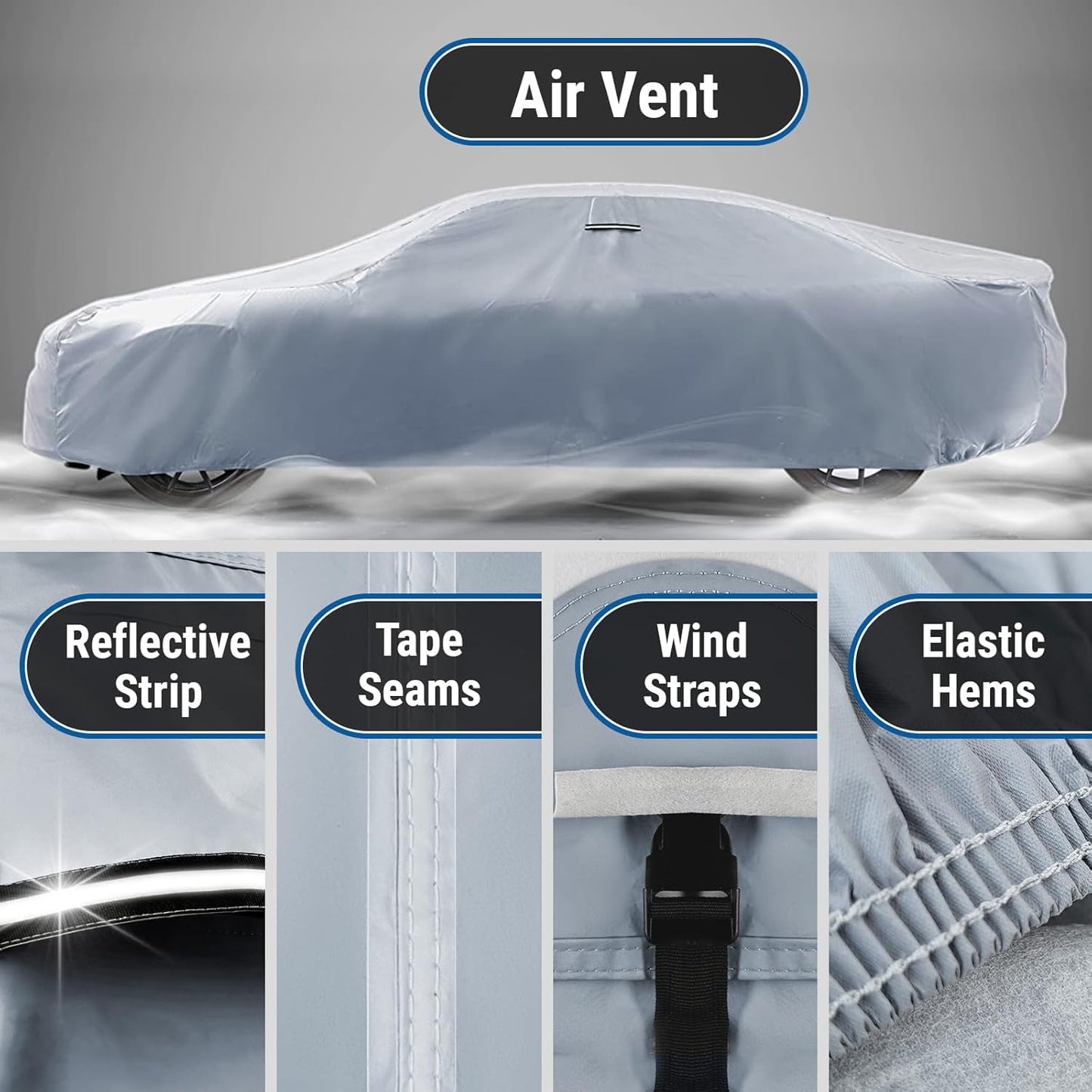 iCarCover Custom Car Cover for Chevy Chevette (1976-1987) Waterproof All Weather Rain Snow UV Sun Protector Full Exterior Indoor Outdoor Car Cover (Stripe - Gray/Black)