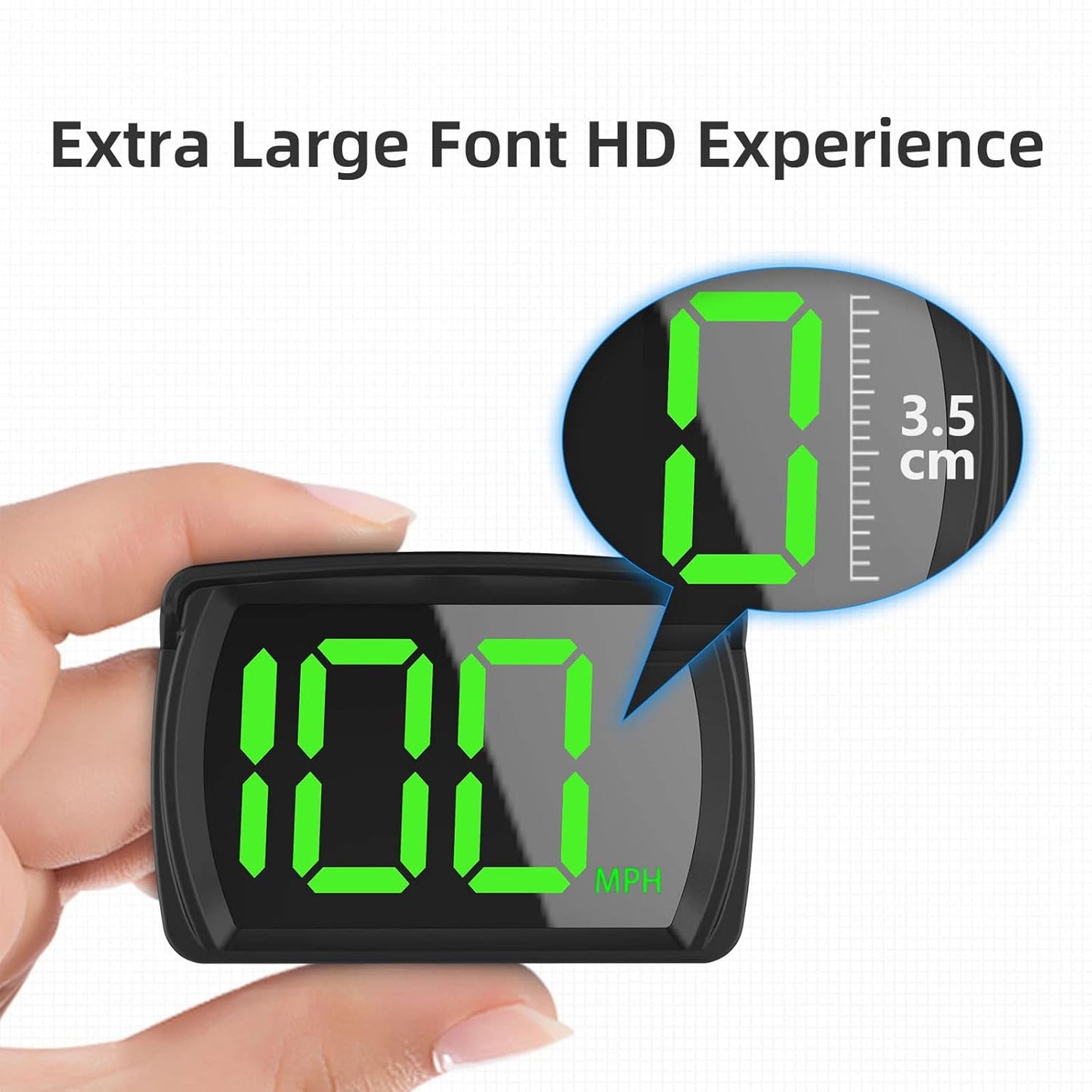 GPS Digital Speed Meter Speedometer HUD with MPH Speed Head Up Display for All Cars, USB Cable Plug & Play