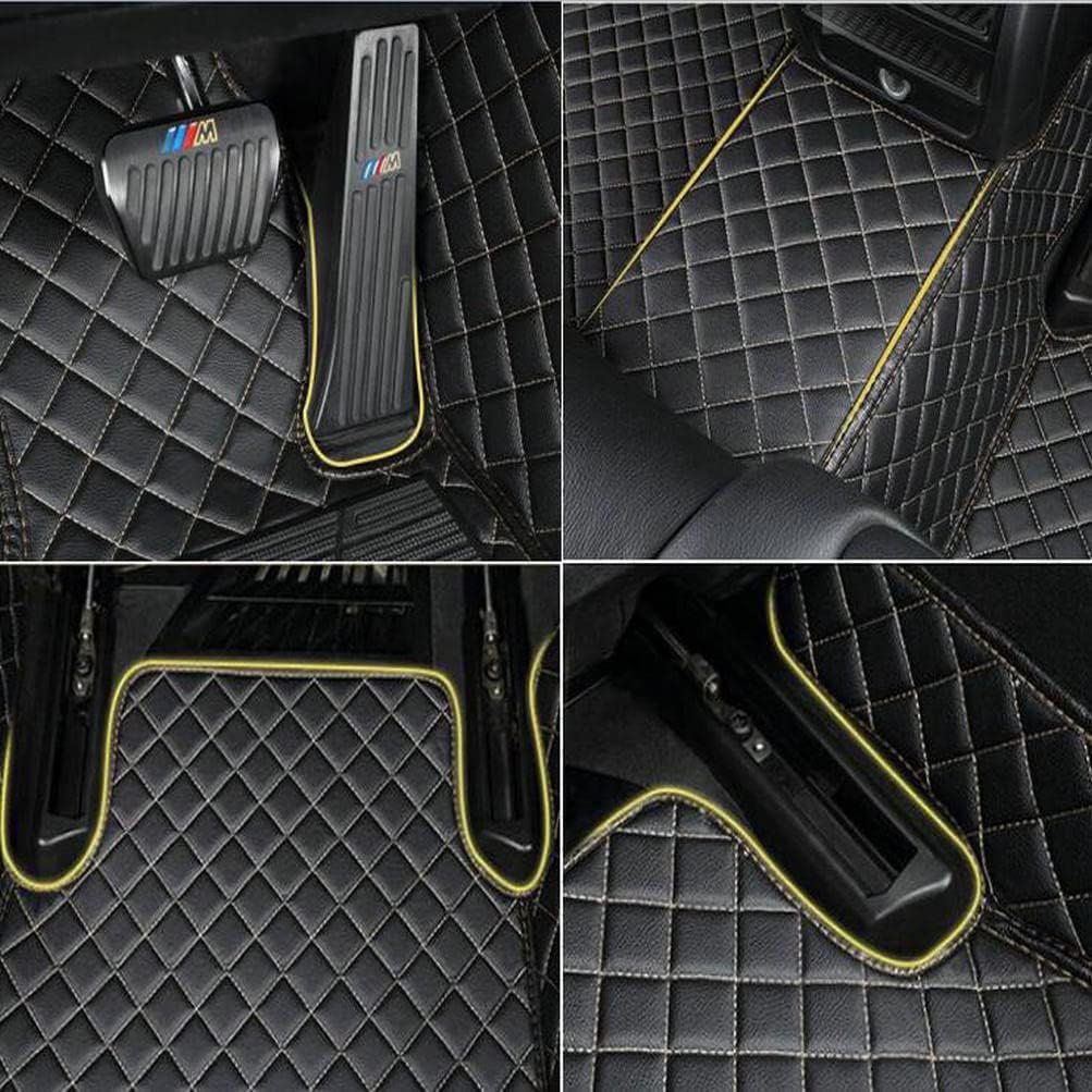 Custom Colors Car Floor Mats Black Pink for 99.9% Sedan SUV Sports， All-Weather Liners Car Floor mat，Luxury Leather Automotive Floor Mats (Black Beige,3D Floor Mats)