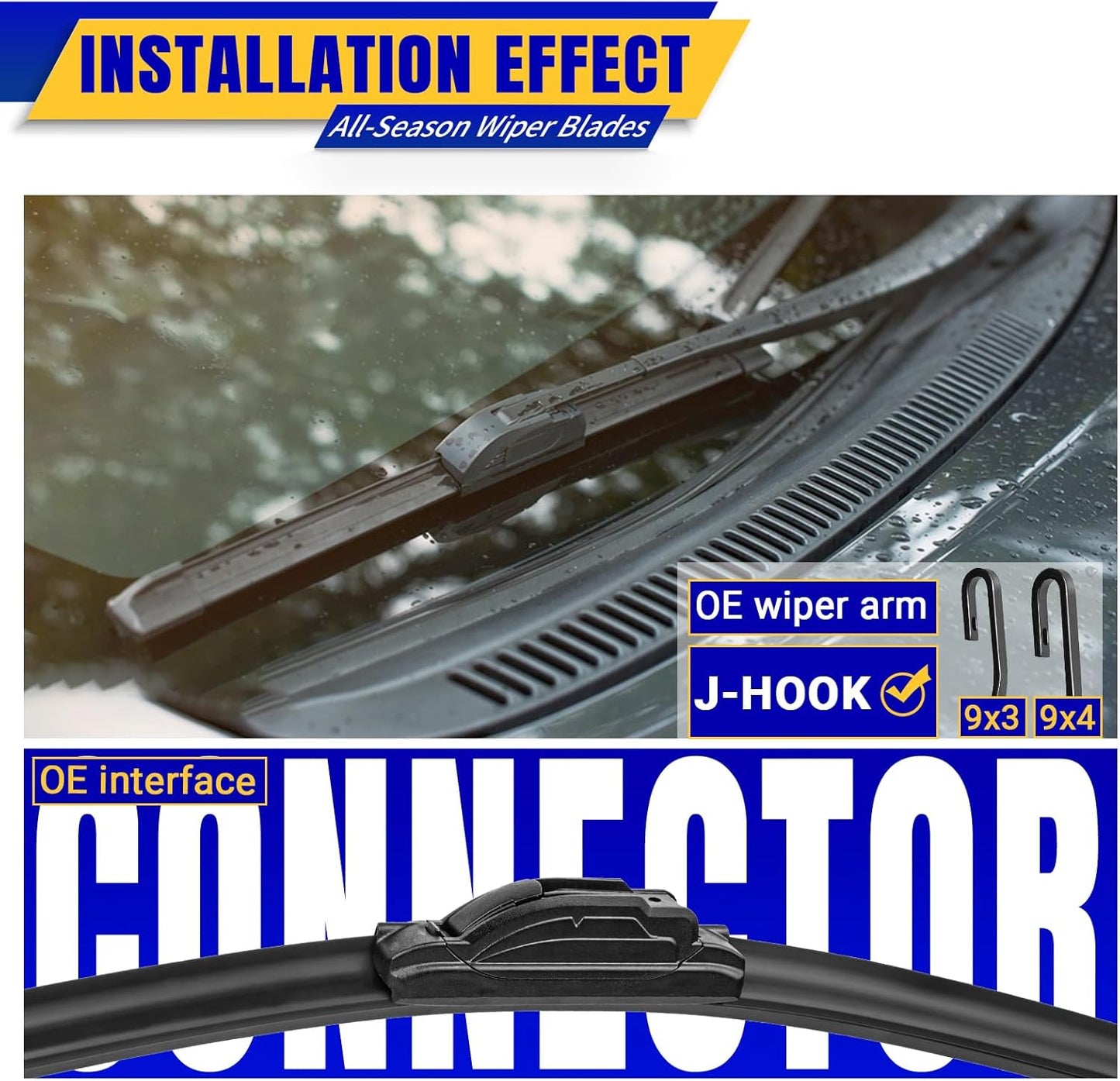 3 wipers Replacement for 2020-2022 2023 Toyota highlander, Windshield Wiper Blades Original Equipment Replacement - 26"/18"/10" (Set of 3) U/J HOOK