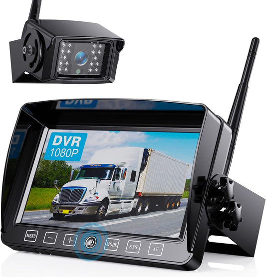 Digital Wireless Backup Camera System Kit,HD 1080P & IP69 Waterproof Wireless Reverse Rear View Camera + 7’’ DVR Split Touch Monitor, Recording for RV/Truck/Trailer/Motorhome-ZEROXCLUB B701