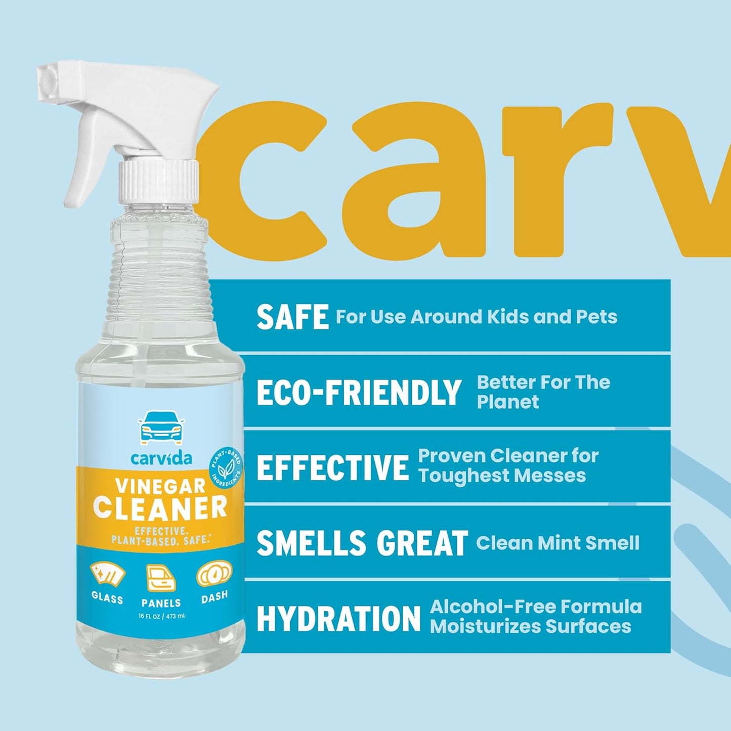 Vinegar Cleaner, Plant-Based, Multi-purpose Automotive Cleaning Spray, Natural Mint Scent, 16oz
